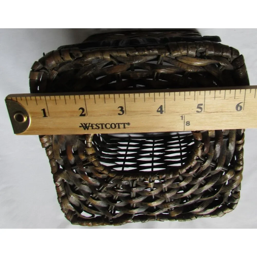 Wicker tissue box holder dark brown metal design